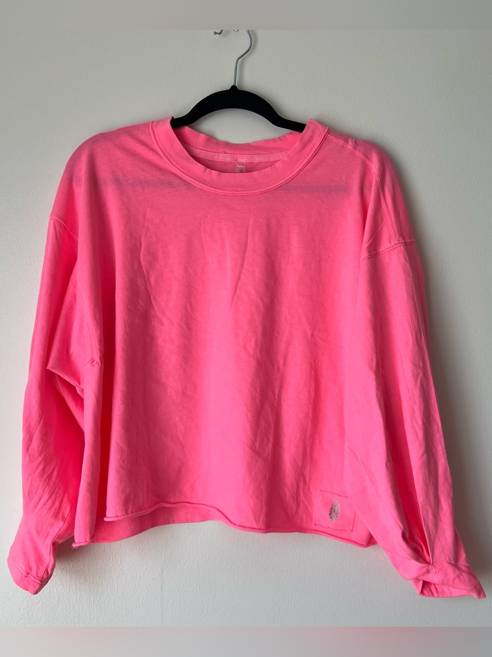 Free People Long Sleeve Hot Pink Tee